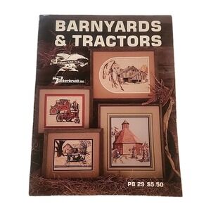 Vtg Puckerbrush Barnyard Farm Tractors Owl Cross Stitch Charts PB29 Americana